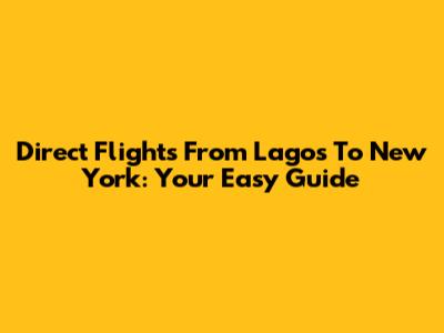 Direct Flights From Lagos To New York: Your Easy Guide