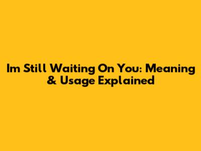 I'm Still Waiting On You: Meaning & Usage Explained