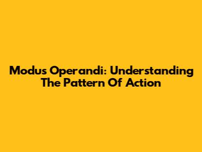 Modus Operandi: Understanding The Pattern Of Action