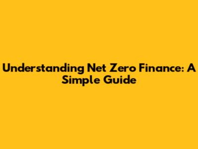 Understanding Net Zero Finance: A Simple Guide